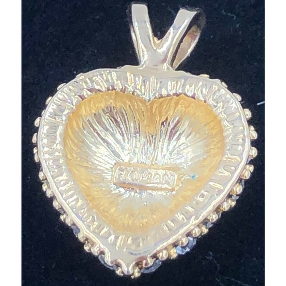 Roman Gold Tone Crystal Rhinestone Heart Pendant - Picture 9 of 10